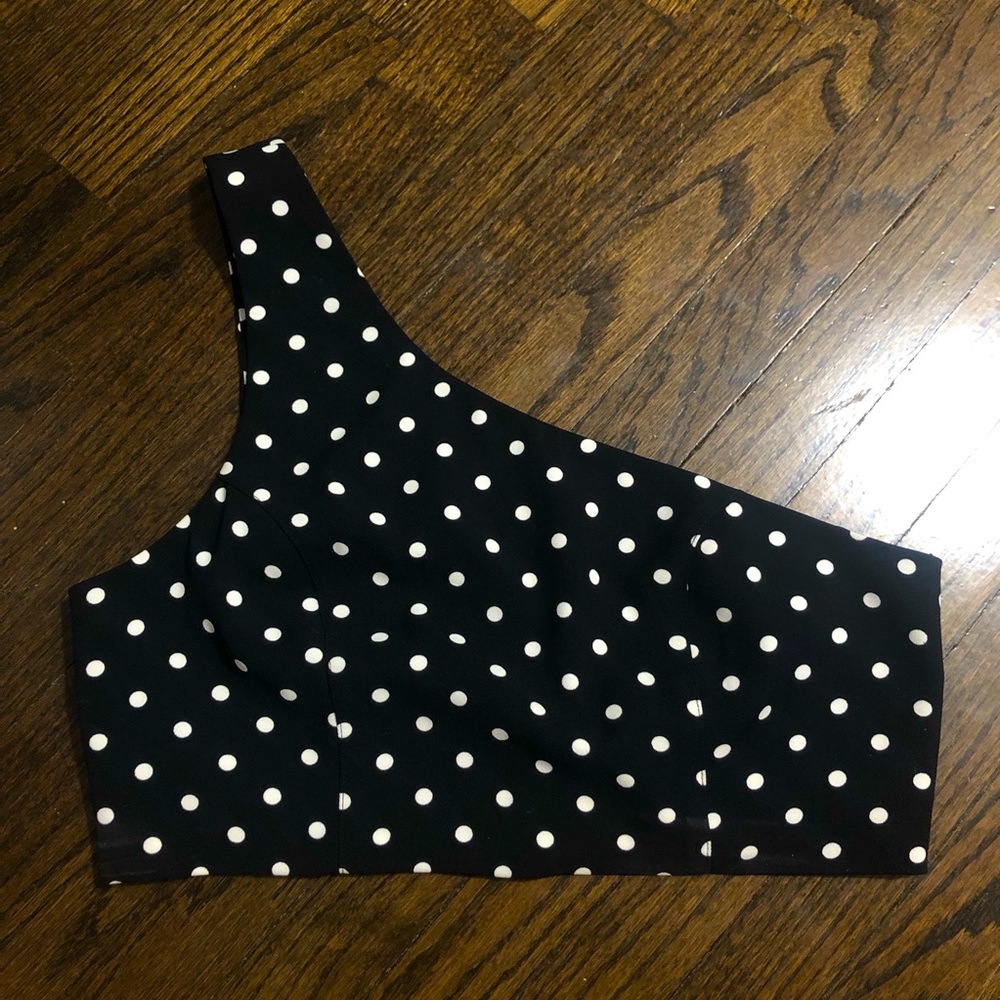 Cinq à Sept Black and White Polka Dot Crop Top